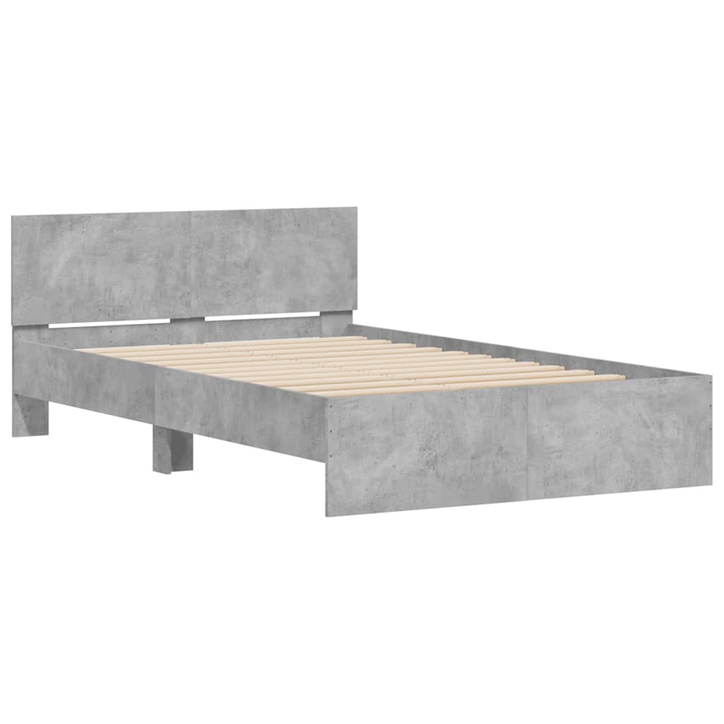 Okvir kreveta s uzglavljem LED siva boja betona 120x190 cm