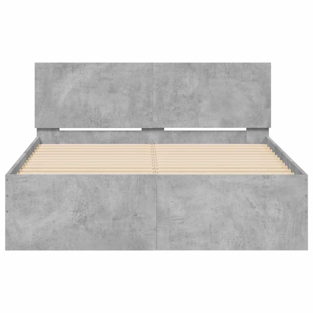Okvir kreveta s uzglavljem LED siva boja betona 120x190 cm