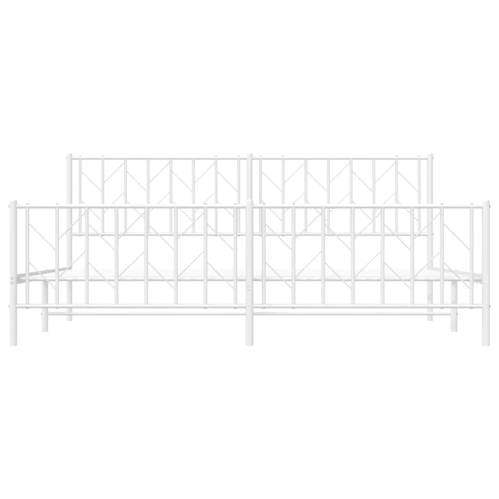 Metalni okvir kreveta uzglavlje i podnožje bijeli 193 x 203 cm
