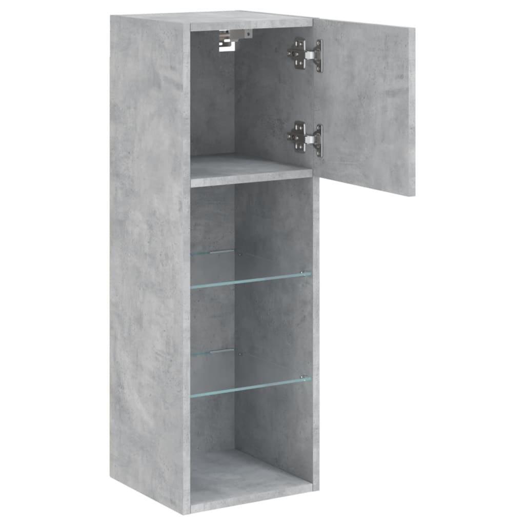 TV ormarić s LED svjetlima siva boja betona 30,5x30x90 cm