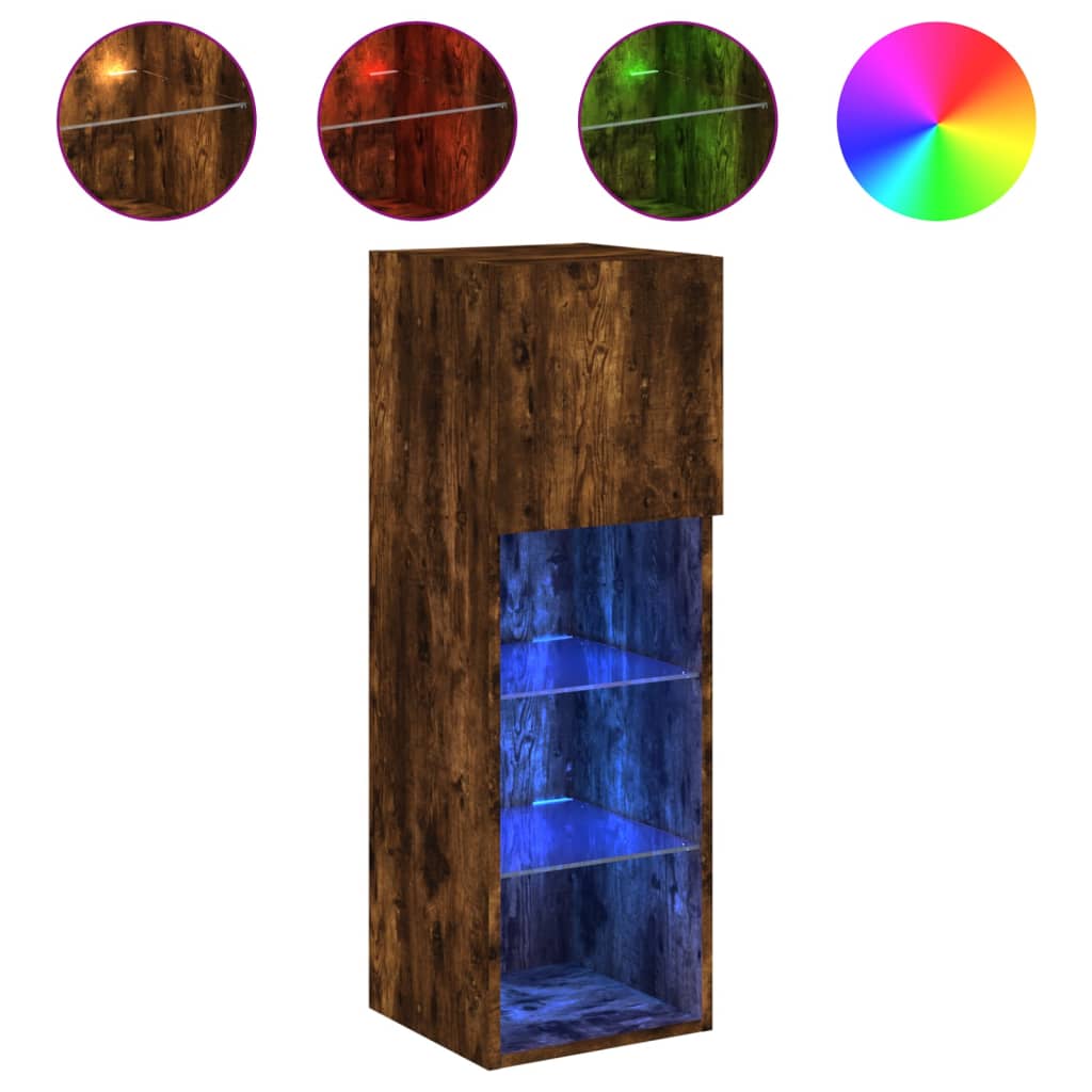 TV ormarić s LED svjetlima boja dimljenog hrasta 30,5x30x90 cm