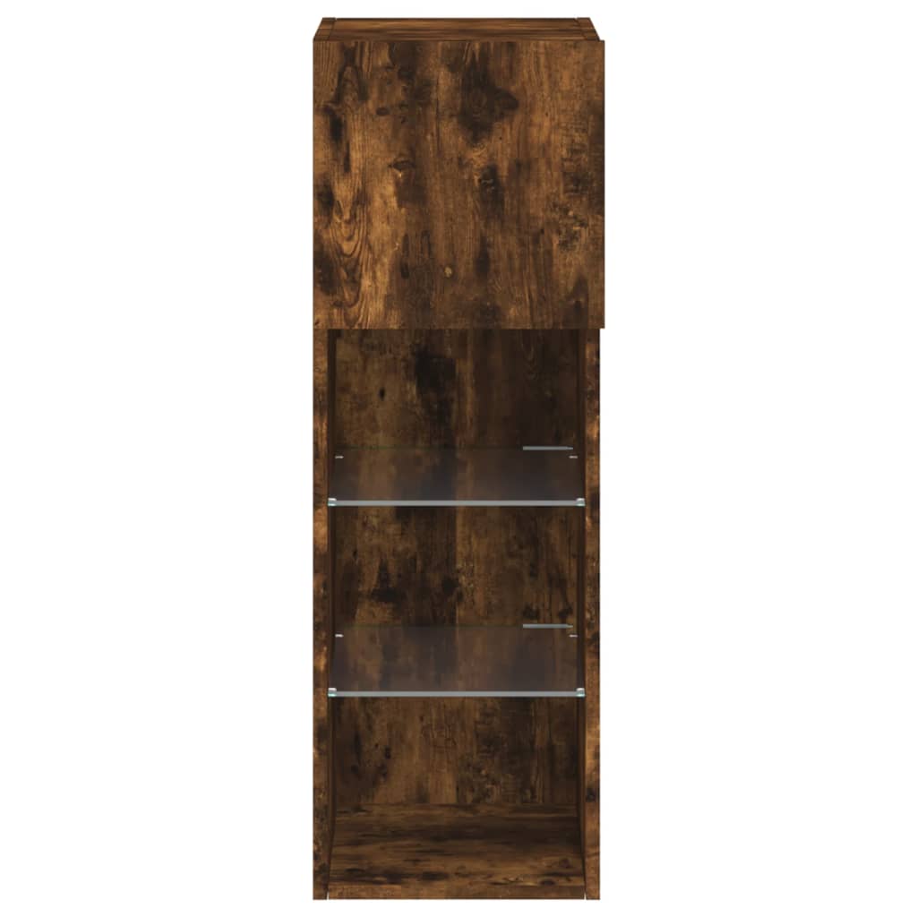 TV ormarić s LED svjetlima boja dimljenog hrasta 30,5x30x90 cm
