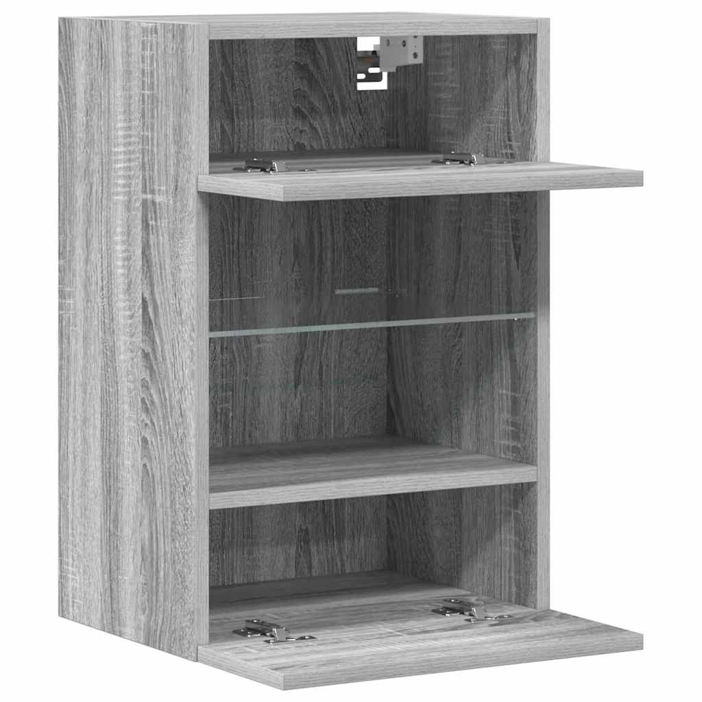 Zidni ormarići s LED svjetlima za TV 2 kom siva boja hrasta 40 x 30 x 60,5 cm