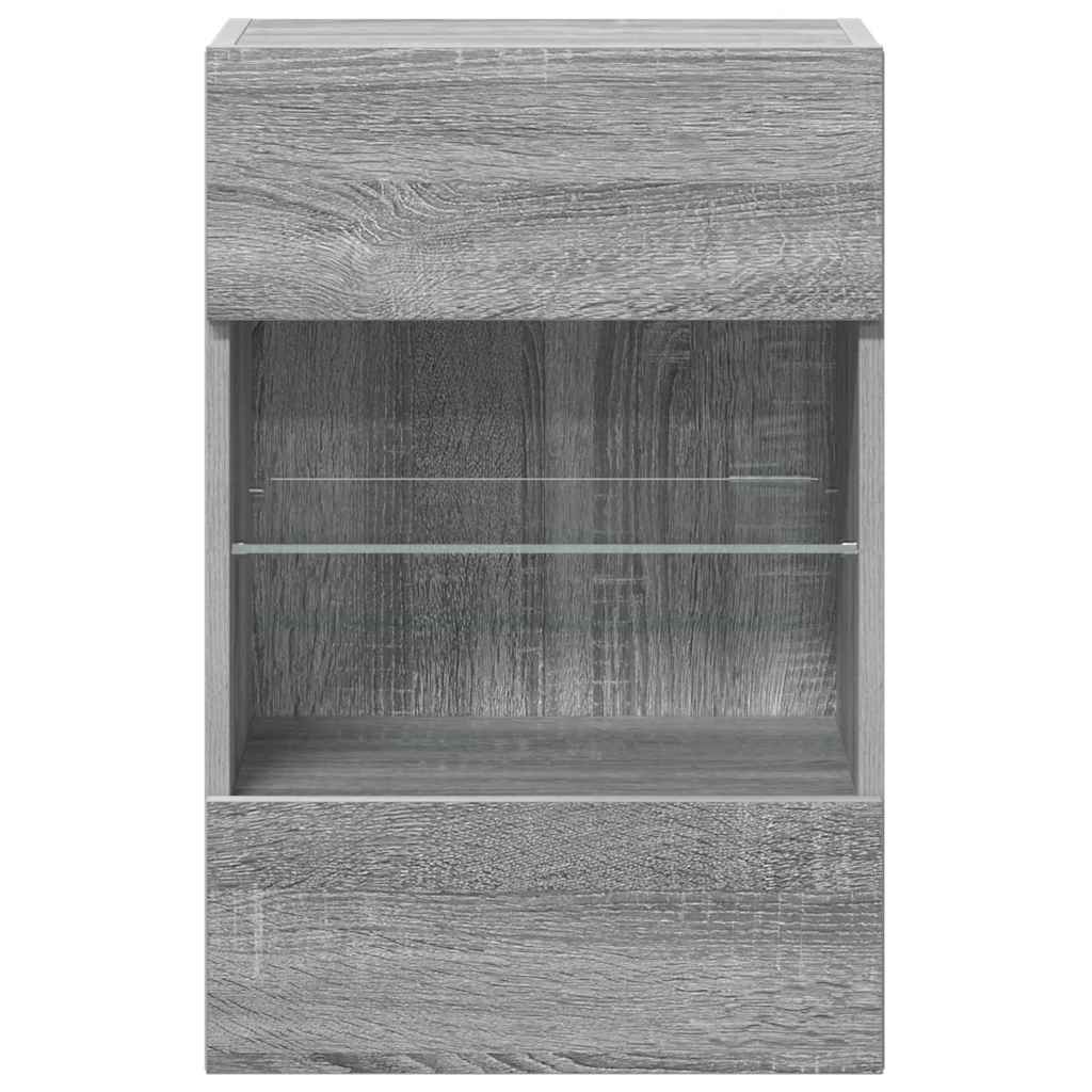 Zidni ormarići s LED svjetlima za TV 2 kom siva boja hrasta 40 x 30 x 60,5 cm