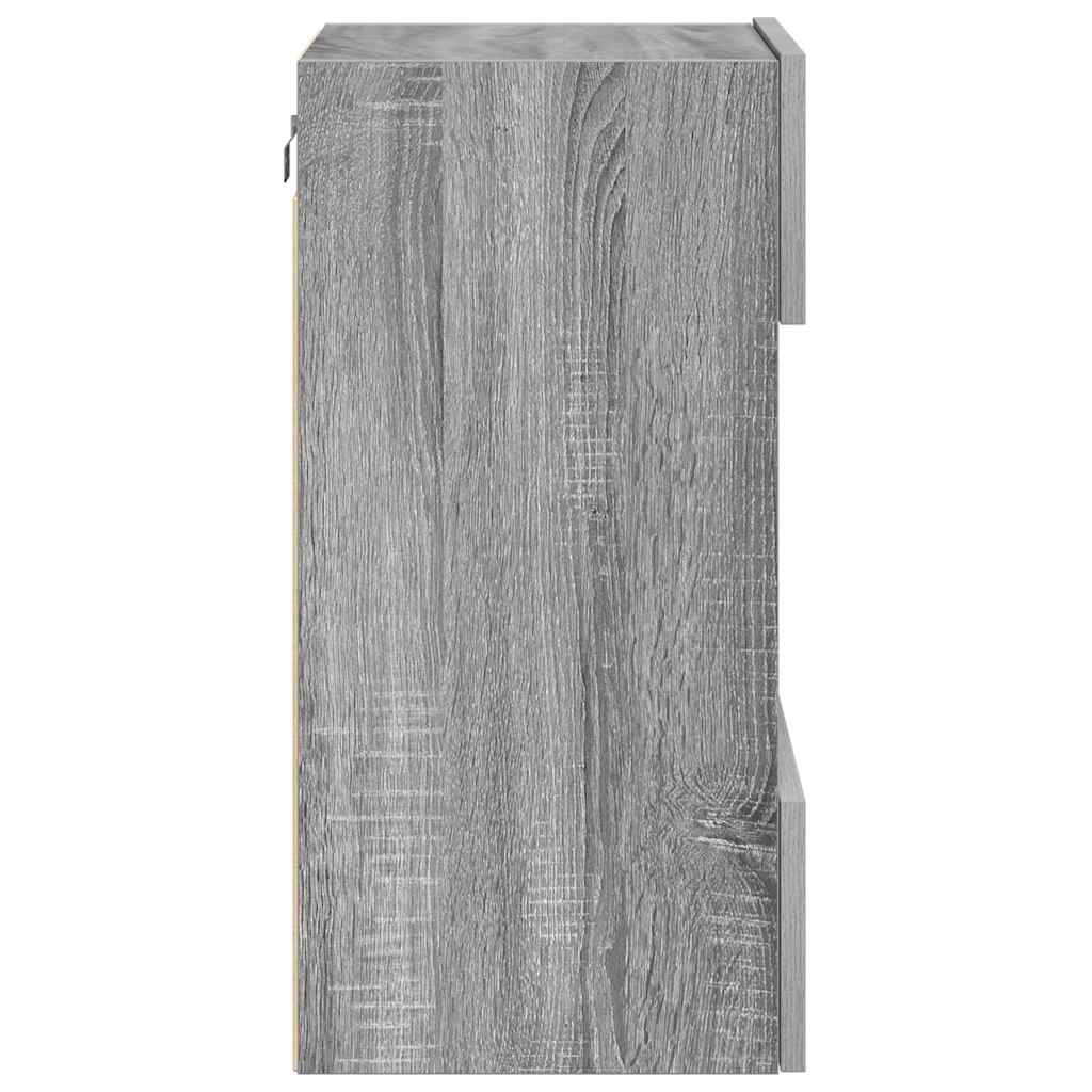 Zidni ormarići s LED svjetlima za TV 2 kom siva boja hrasta 40 x 30 x 60,5 cm