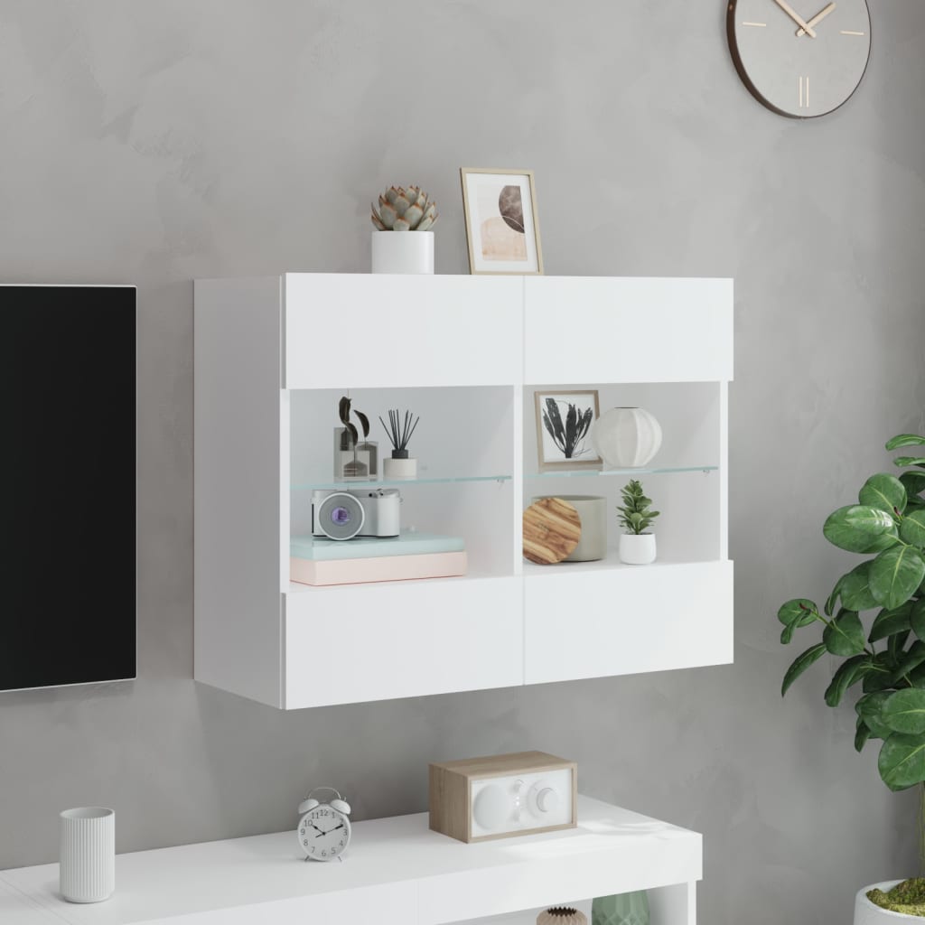 Zidni TV ormarić s LED svjetlima bijeli 78,5x30x60,5 cm