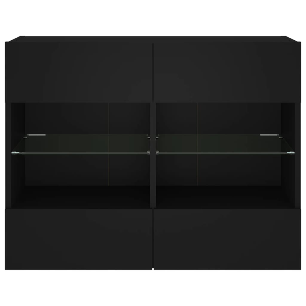 Zidni TV ormarić s LED svjetlima crni 78,5x30x60,5 cm