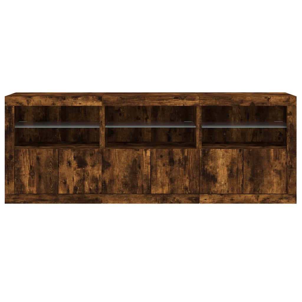 Komoda s LED svjetlima boja dimljenog hrasta 181,5x37x67 cm