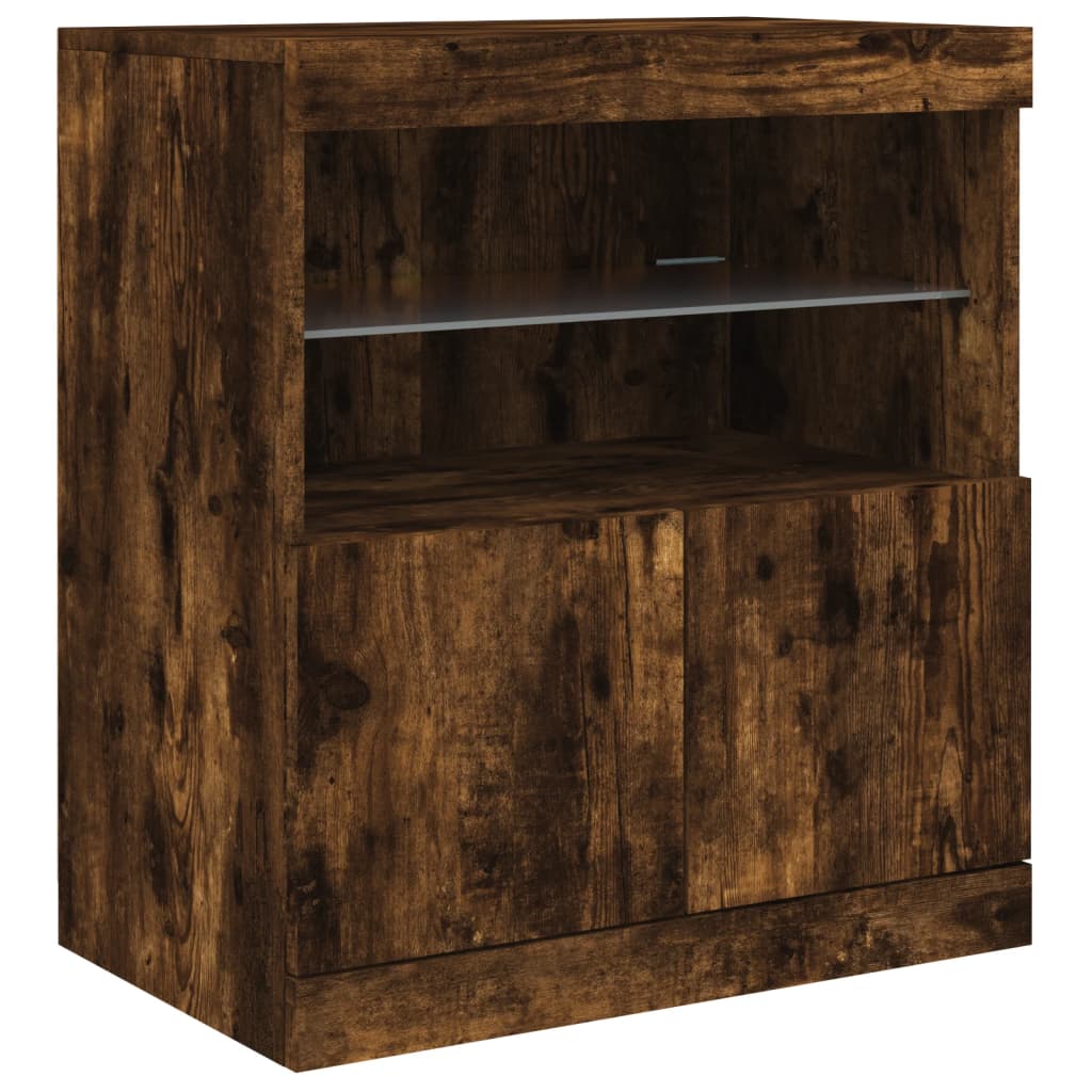 Komoda s LED svjetlima boja dimljenog hrasta 283x37x67 cm