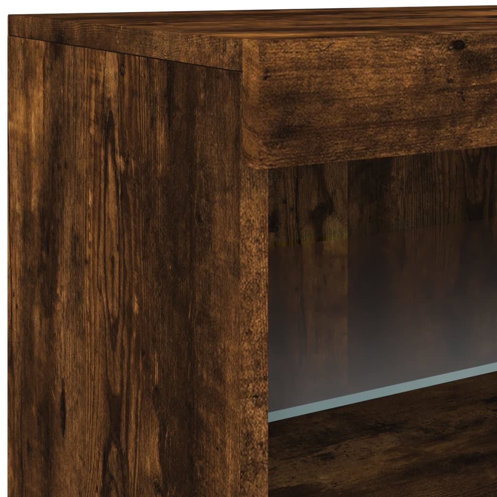 Komoda s LED svjetlima boja dimljenog hrasta 283x37x67 cm