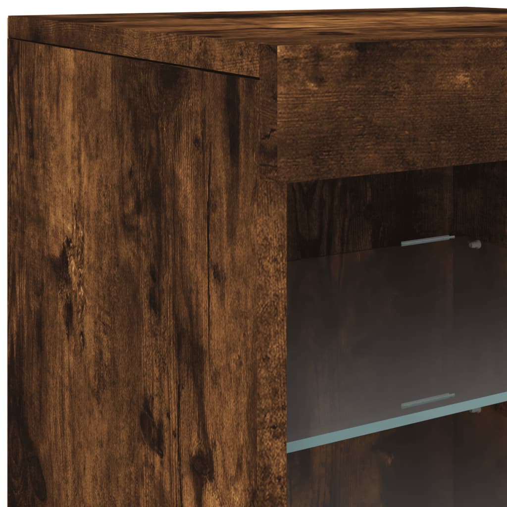 Komoda s LED svjetlima boja dimljenog hrasta 283x37x67 cm