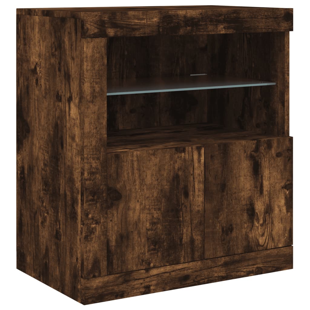 Komoda s LED svjetlima boja dimljenog hrasta 283x37x67 cm