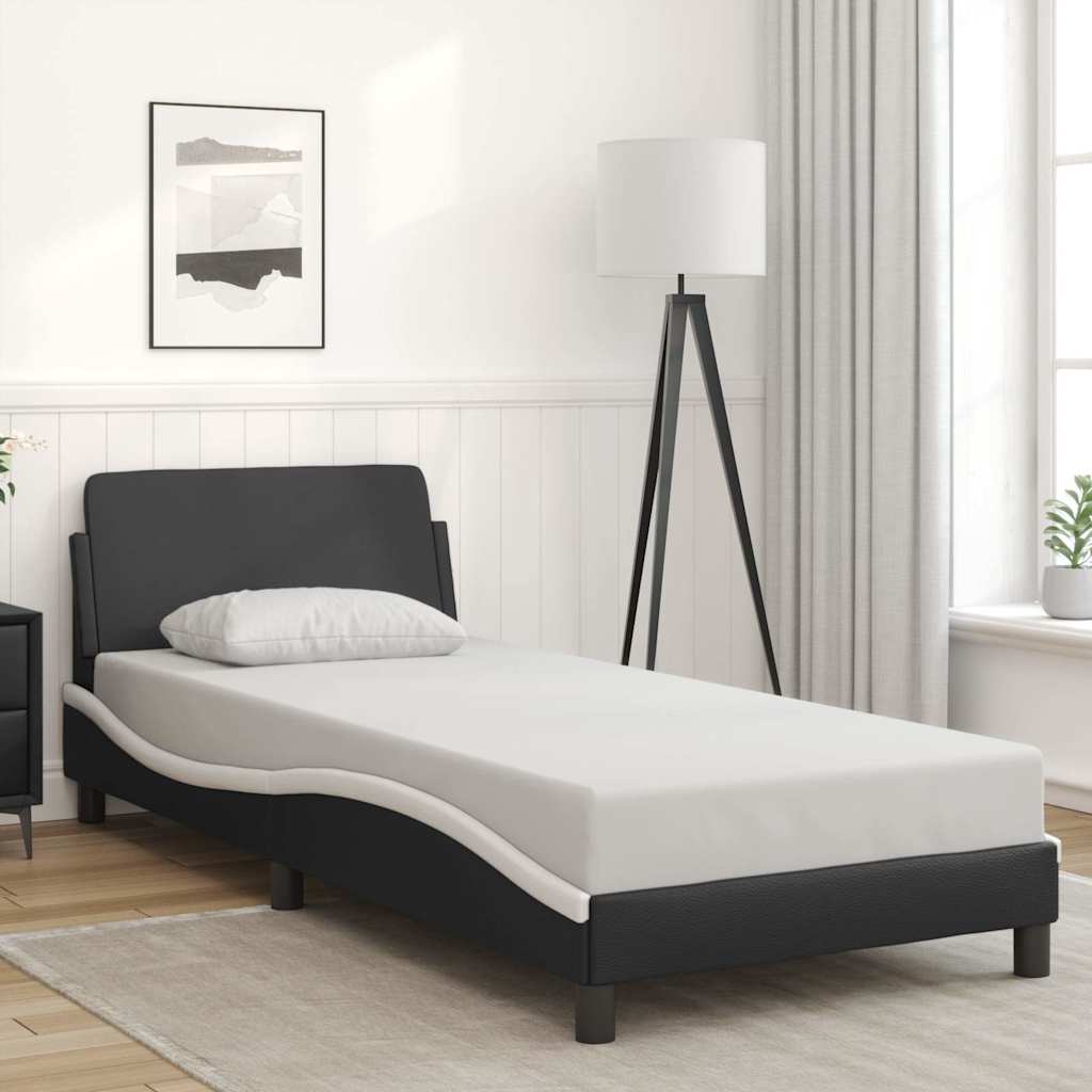 Okvir za krevet Dover crno-bijeli 80x200 cm umjetna koža