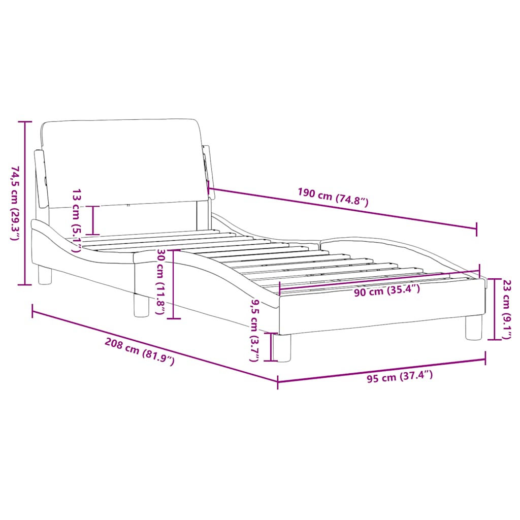 Okvir za krevet Dover Crni 90x190 cm Tkanina