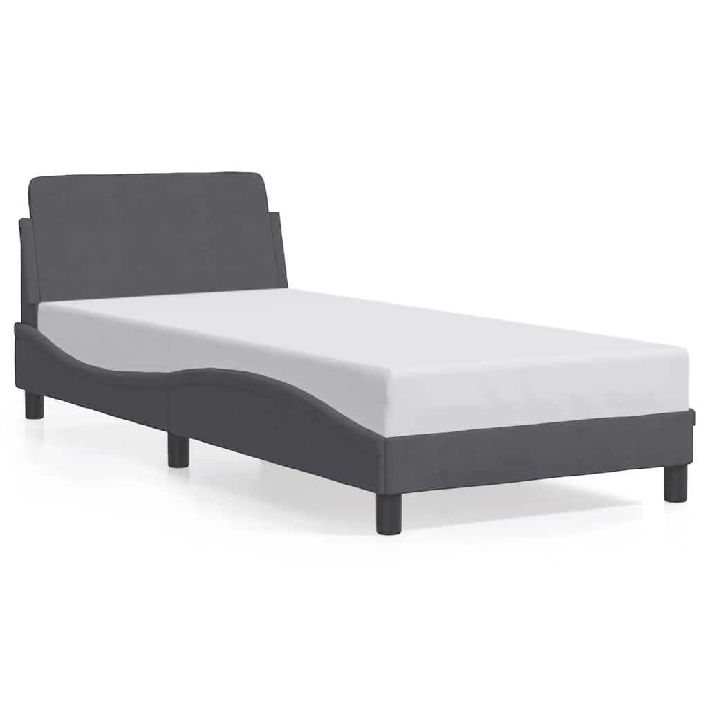 Okvir za krevet Dover tamno sivi 90x190 cm baršun