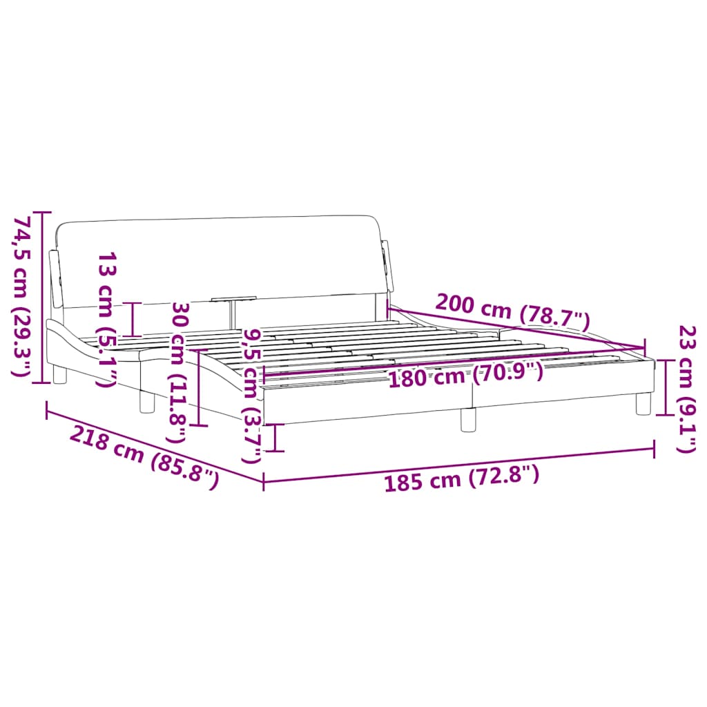 Okvir za krevet Dover Crni 180x200 cm Baršun