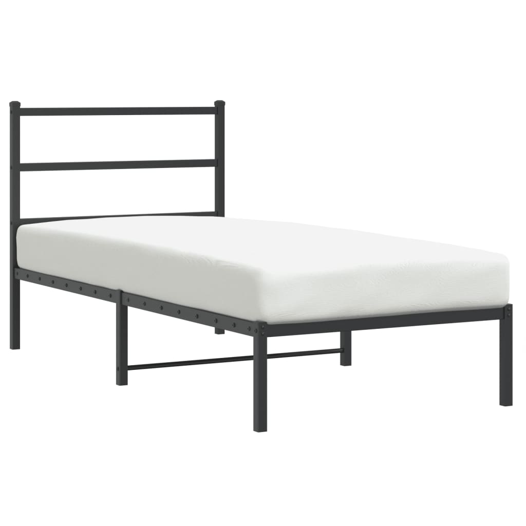 Metalni okvir za krevet s uzglavljem crni 90x190 cm