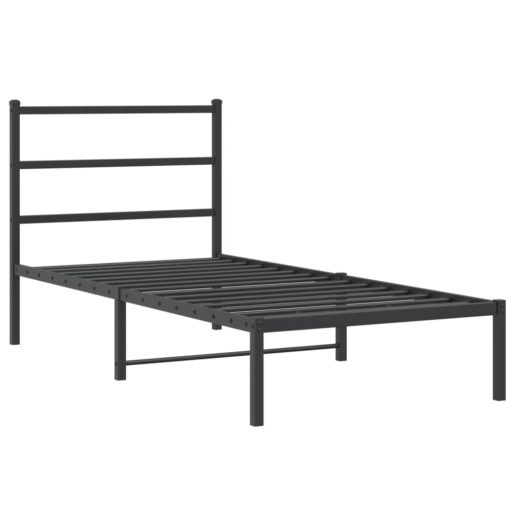 Metalni okvir za krevet s uzglavljem crni 90x190 cm