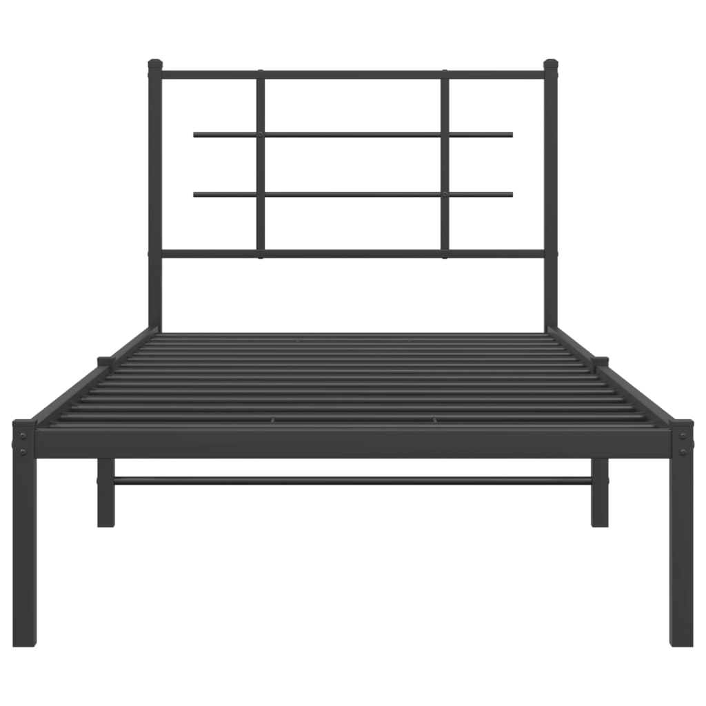 Metalni okvir za krevet s uzglavljem crni 90x190 cm