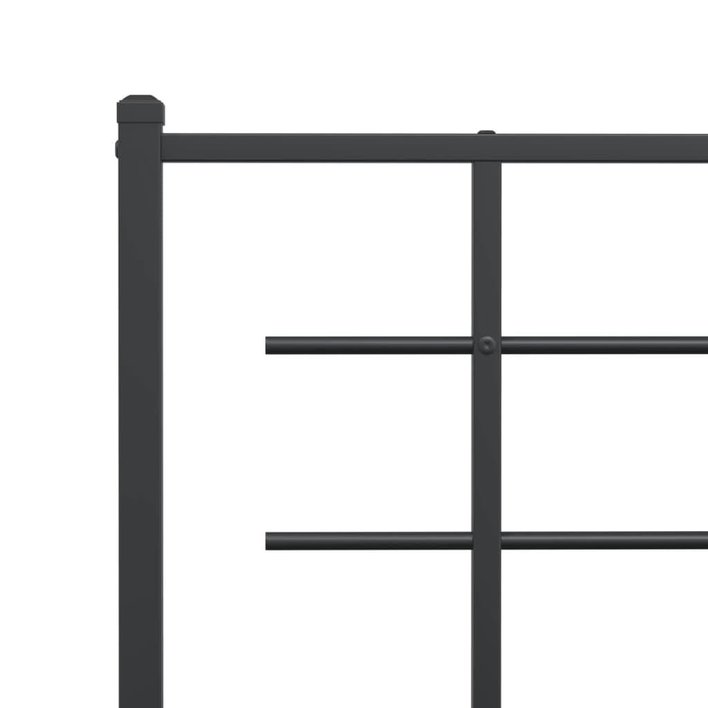 Metalni okvir za krevet s uzglavljem crni 90x190 cm