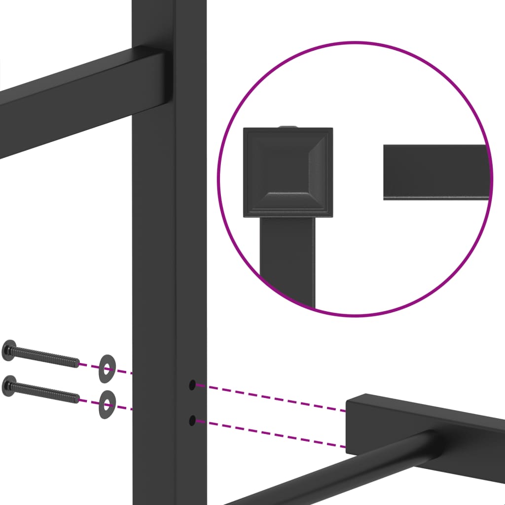 Metalni okvir za krevet s uzglavljem crni 90x190 cm