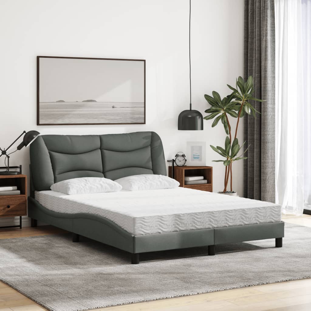 Krevet s madracem Hvar tamnosivi 140x190 cm od tkanine