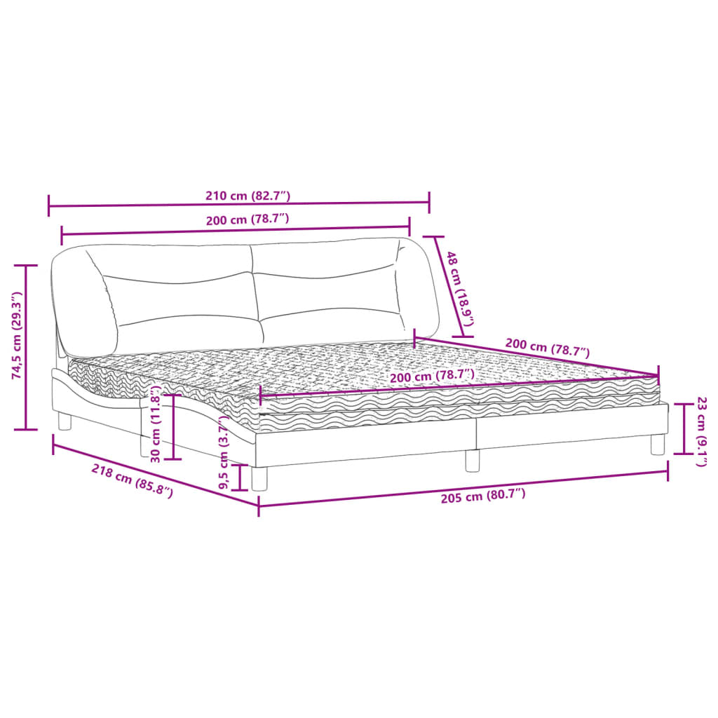 Krevet s madracem Hvar tamnosmeđi 200x200 cm od tkanine