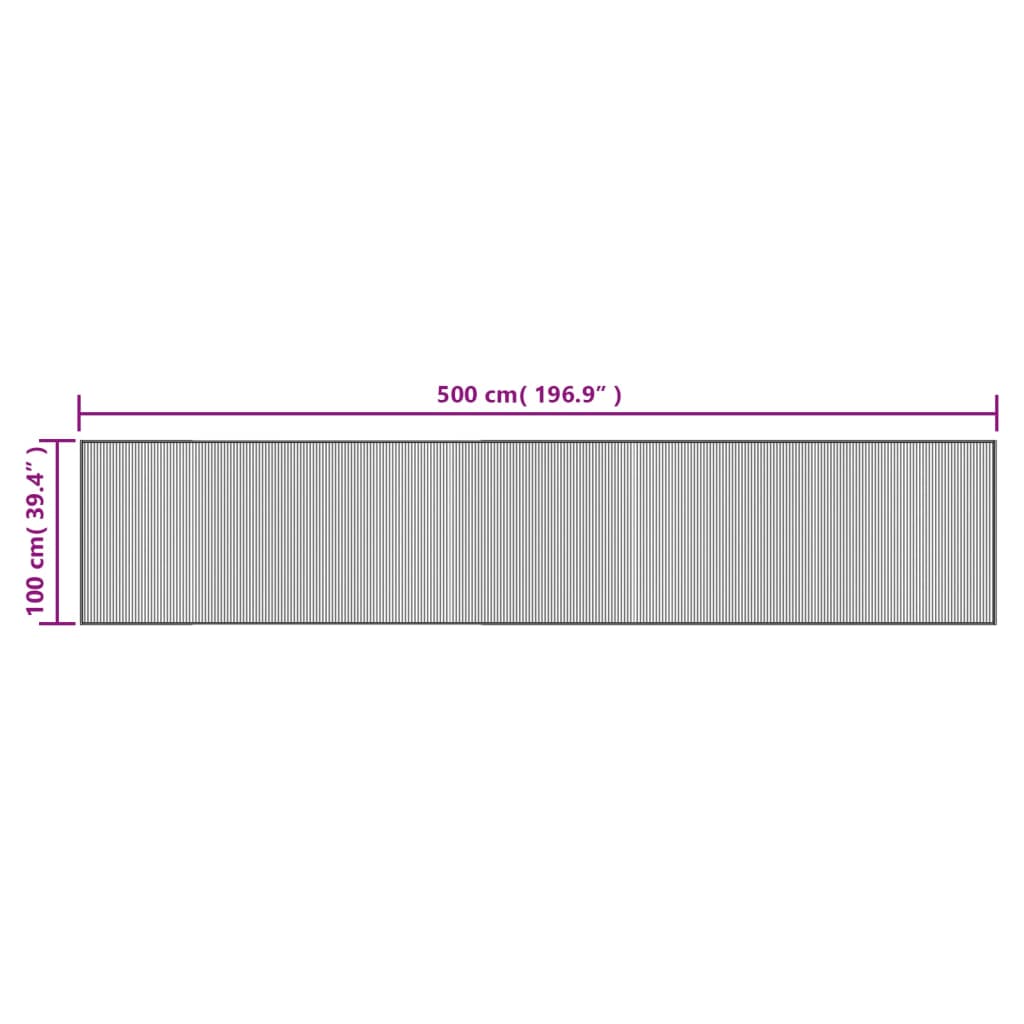 Tepih pravokutni sivi 100 x 500 cm od bambusa