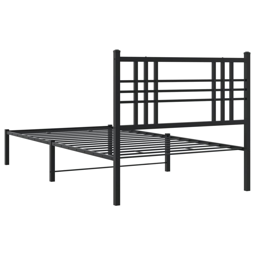 Metalni okvir za krevet s uzglavljem crni 90x190 cm