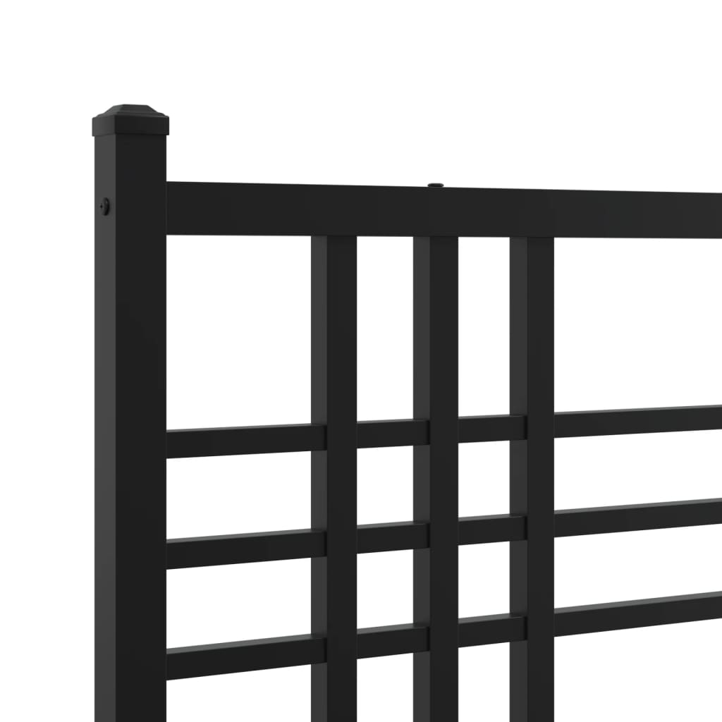 Metalni okvir za krevet s uzglavljem crni 90x190 cm