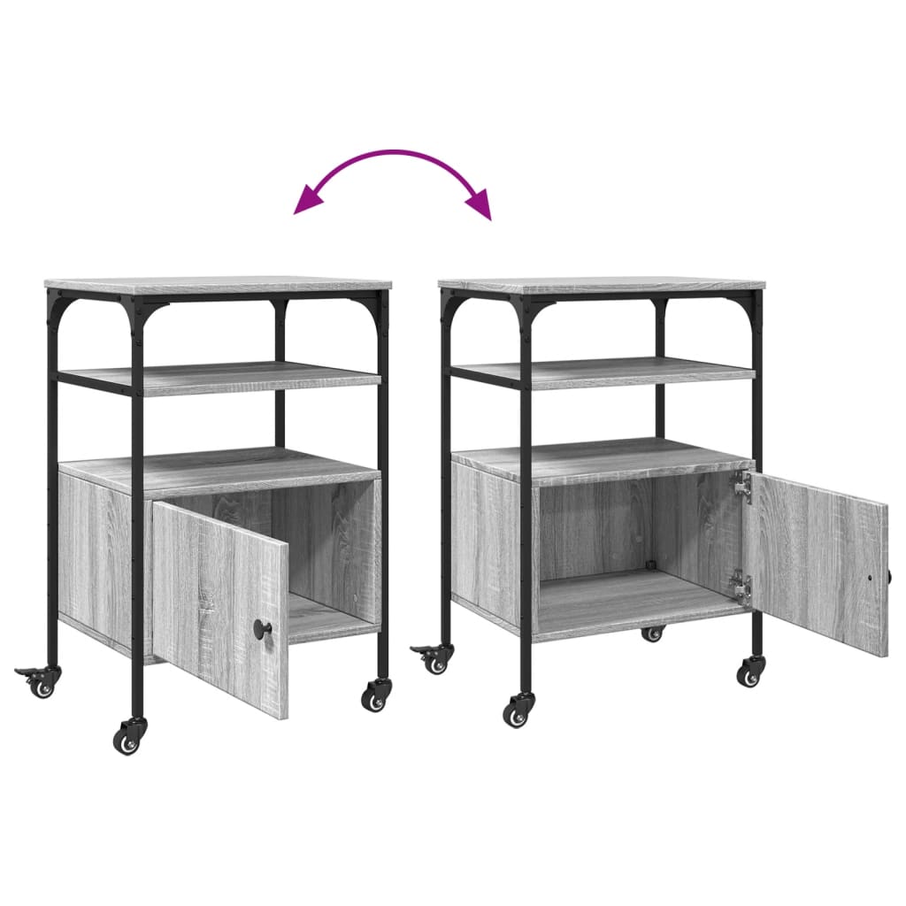 Stalak za pisač s 3 razine siva boja hrasta 50x40x76 cm drveni