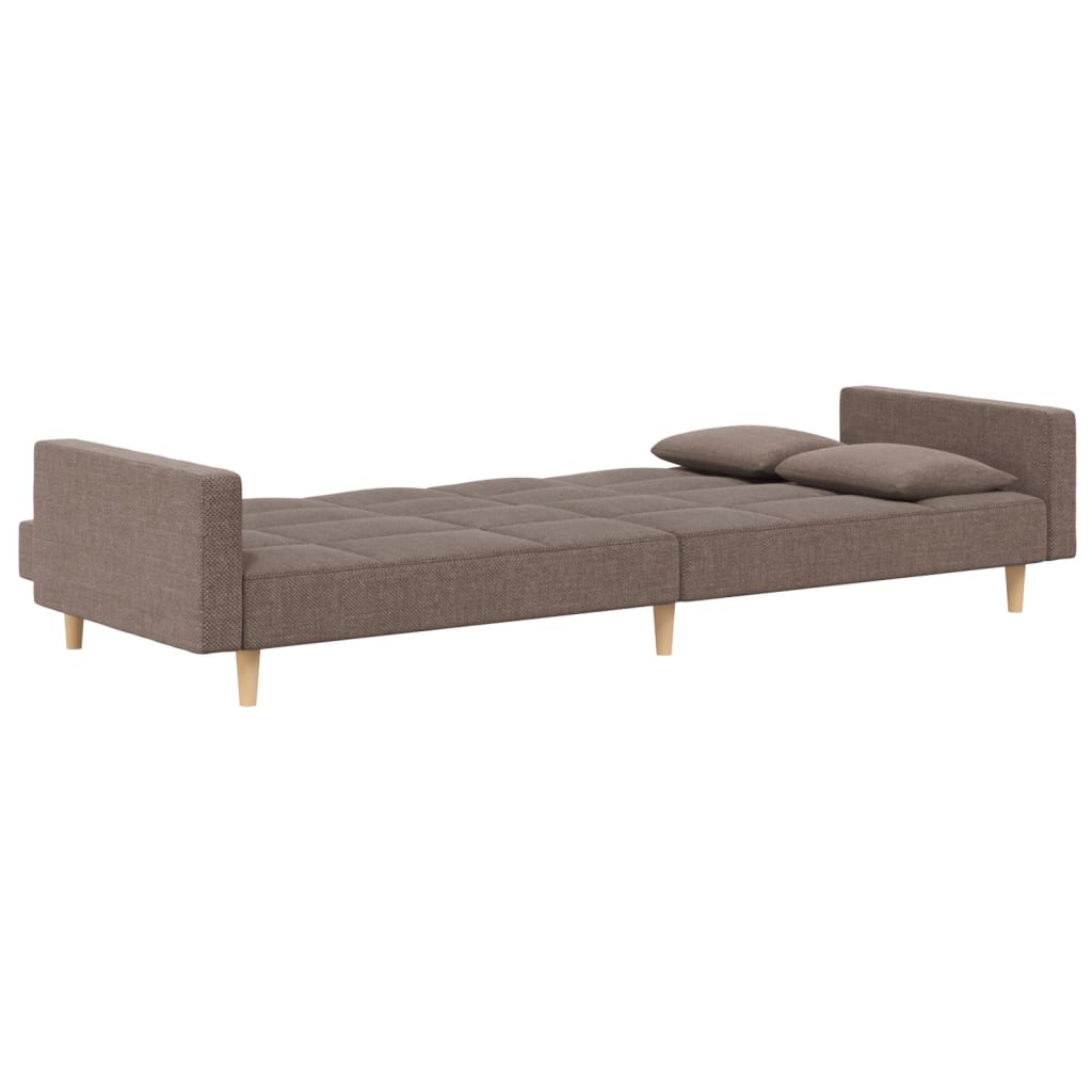 Dvosjed na razvlačenje s dva jastuka smeđe-sivi od tkanine