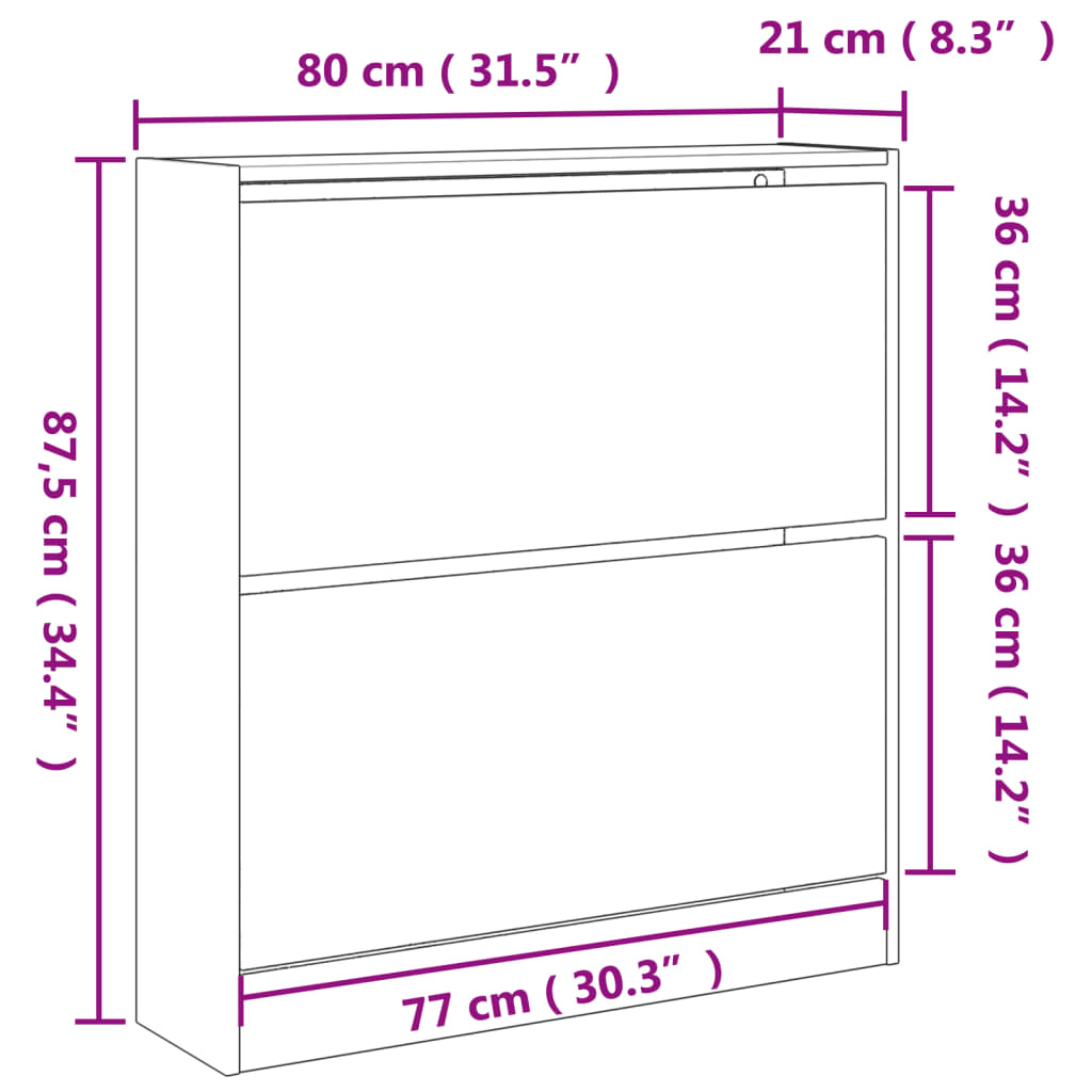Ormarić za cipele boja hrasta 80x21x87,5 cm konstruirano drvo