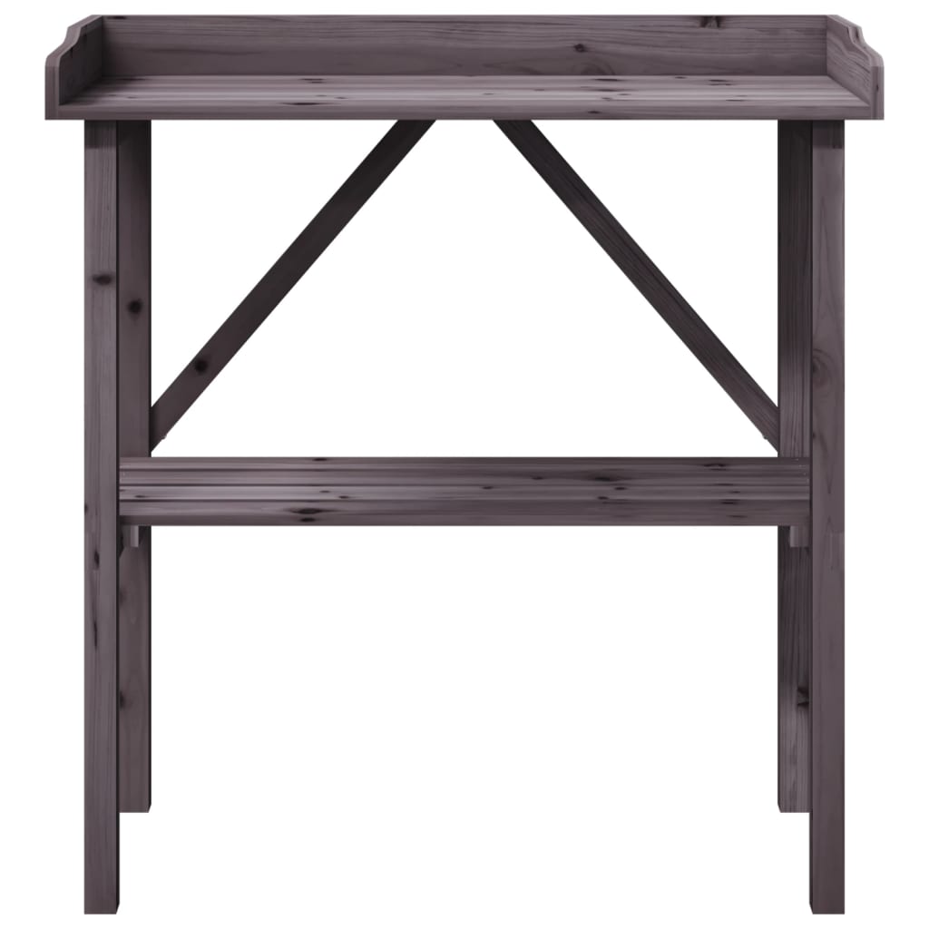 Stol za biljke s policom sivi 78x38x82,5 cm masivna jelovina