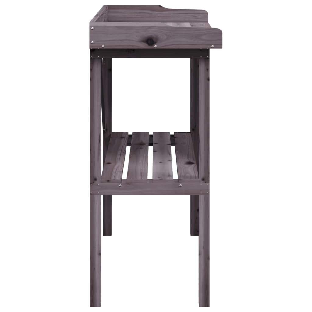 Stol za biljke s policom sivi 78x38x82,5 cm masivna jelovina