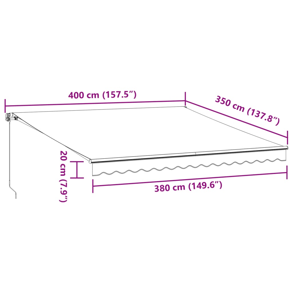 Tenda na ručno uvlačenje bordo 400 x 350 cm