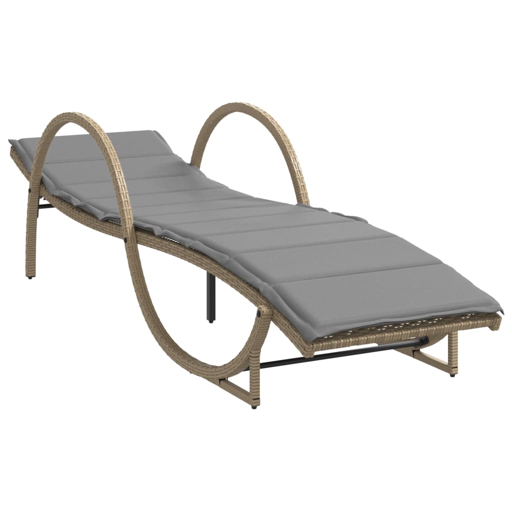 Ležaljke za sunčanje sa stolićem 2 kom bež od poliratana