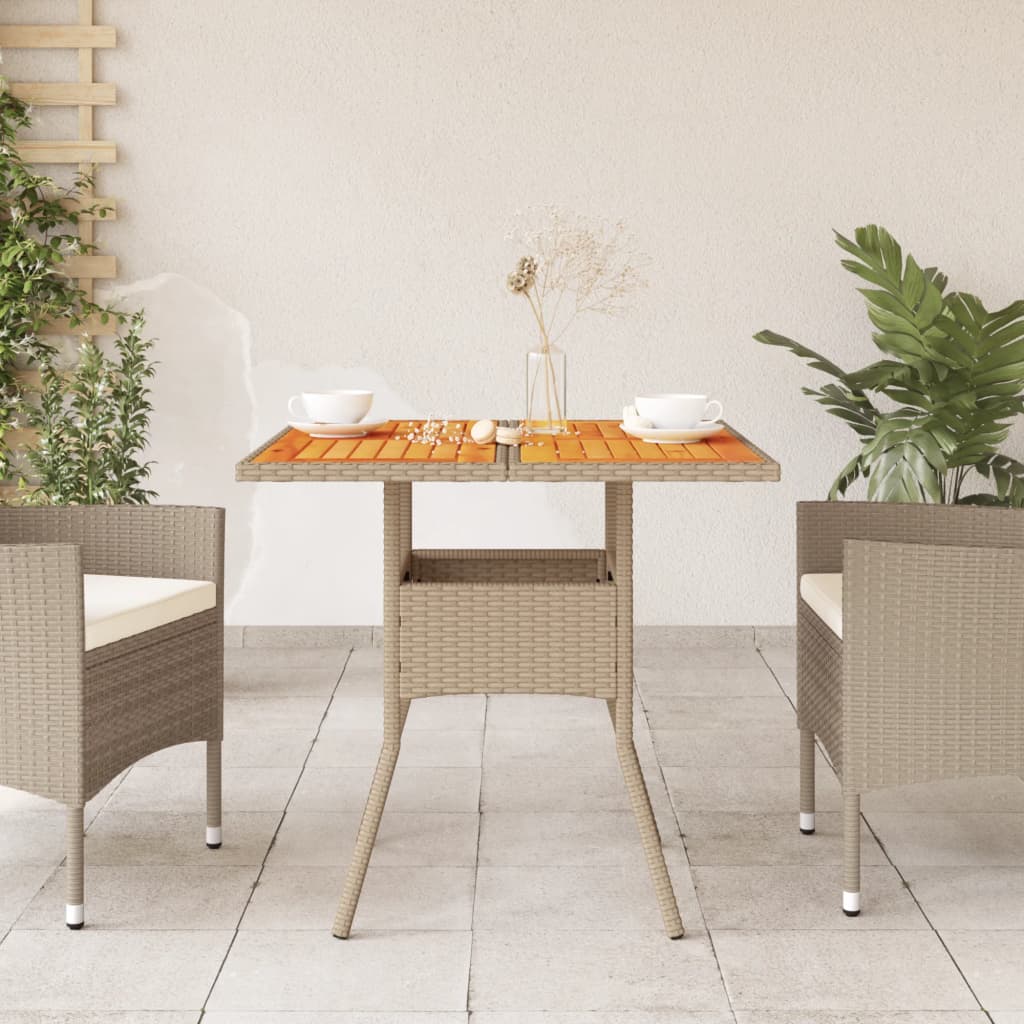 Vrtni stol bež 80 x 80 x 75 cm od poliratana i drva bagrema