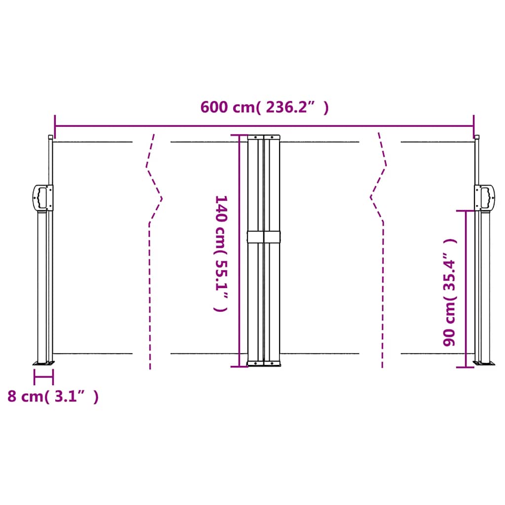 Uvlačiva bočna tenda 140 x 600 cm plava