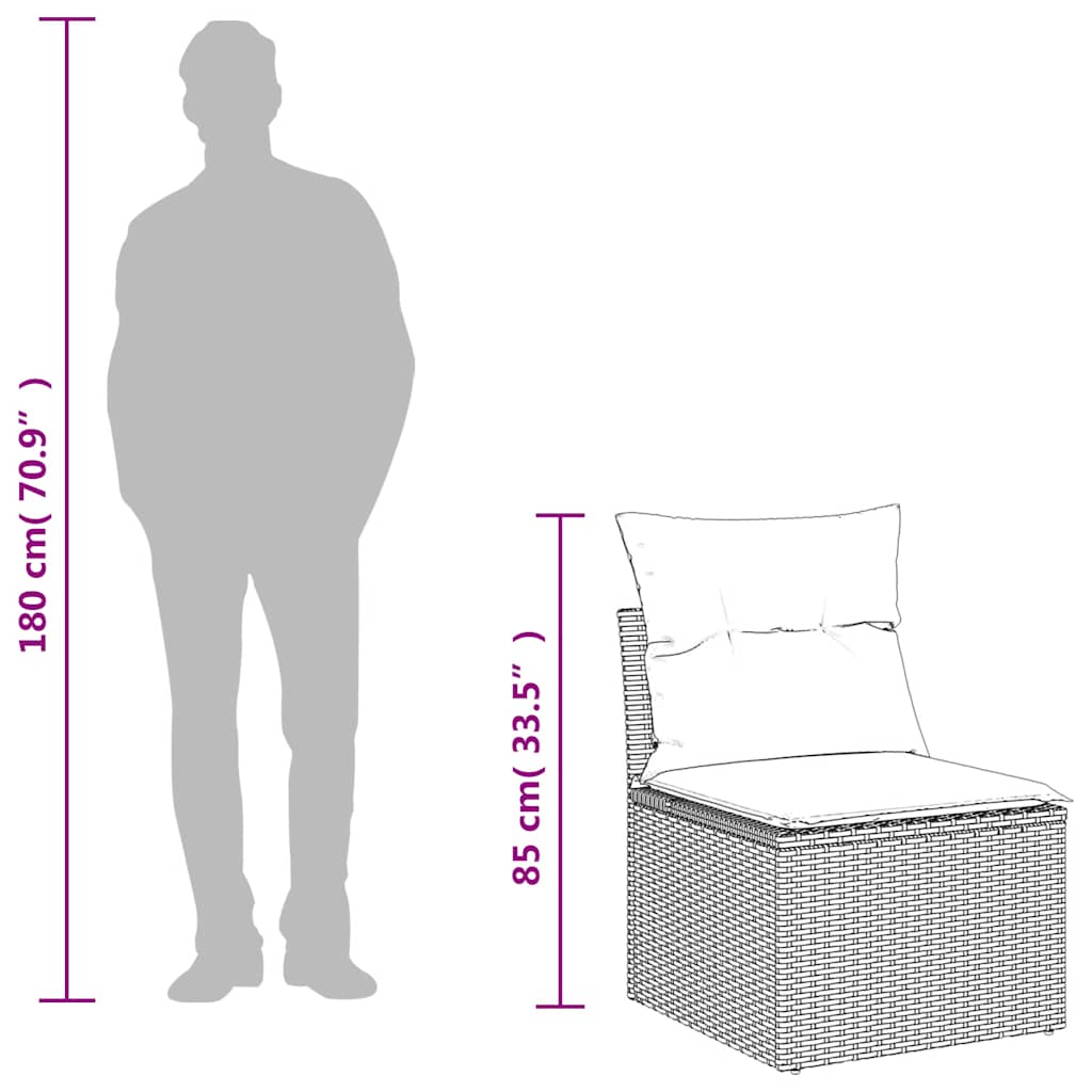 Vrtni set od 4 dijela s jastucima, crni poliratan