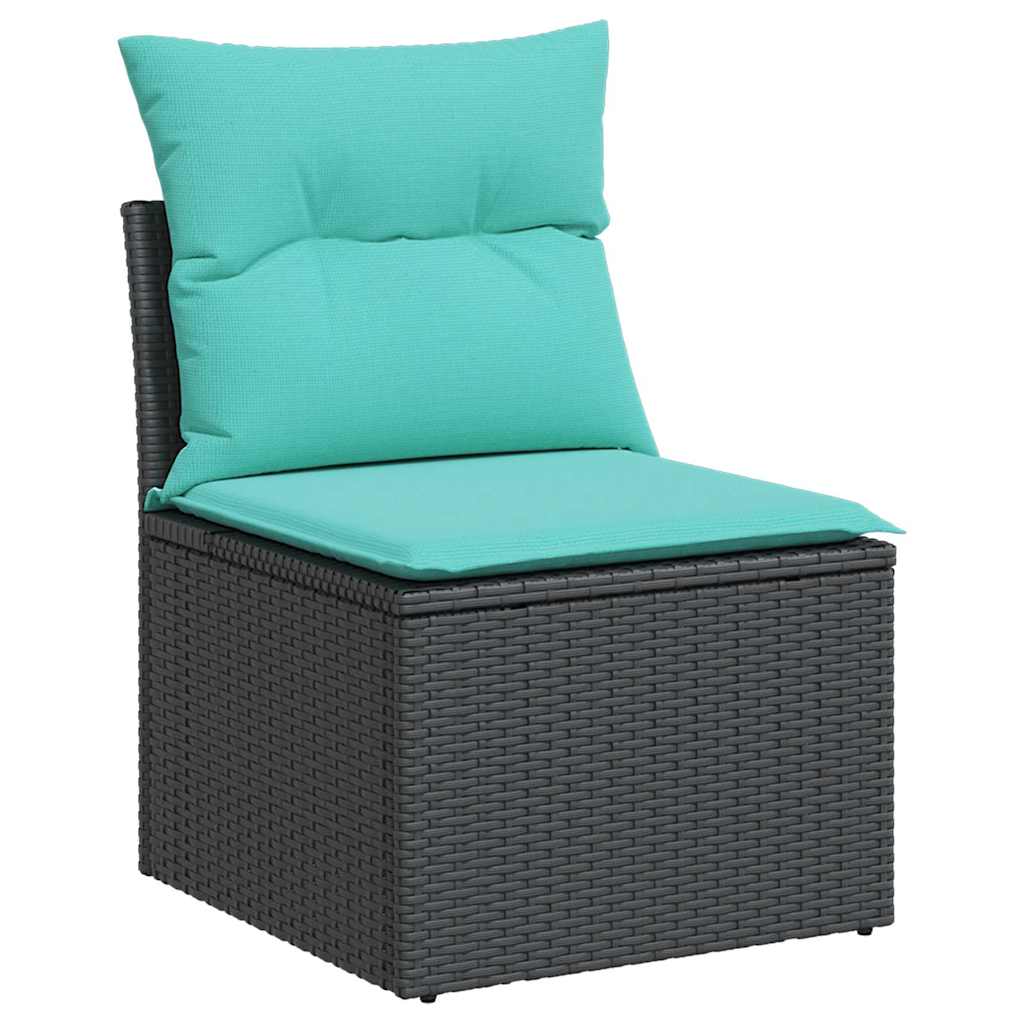 Vrtni set od 7 dijelova s jastucima, crni poliratan