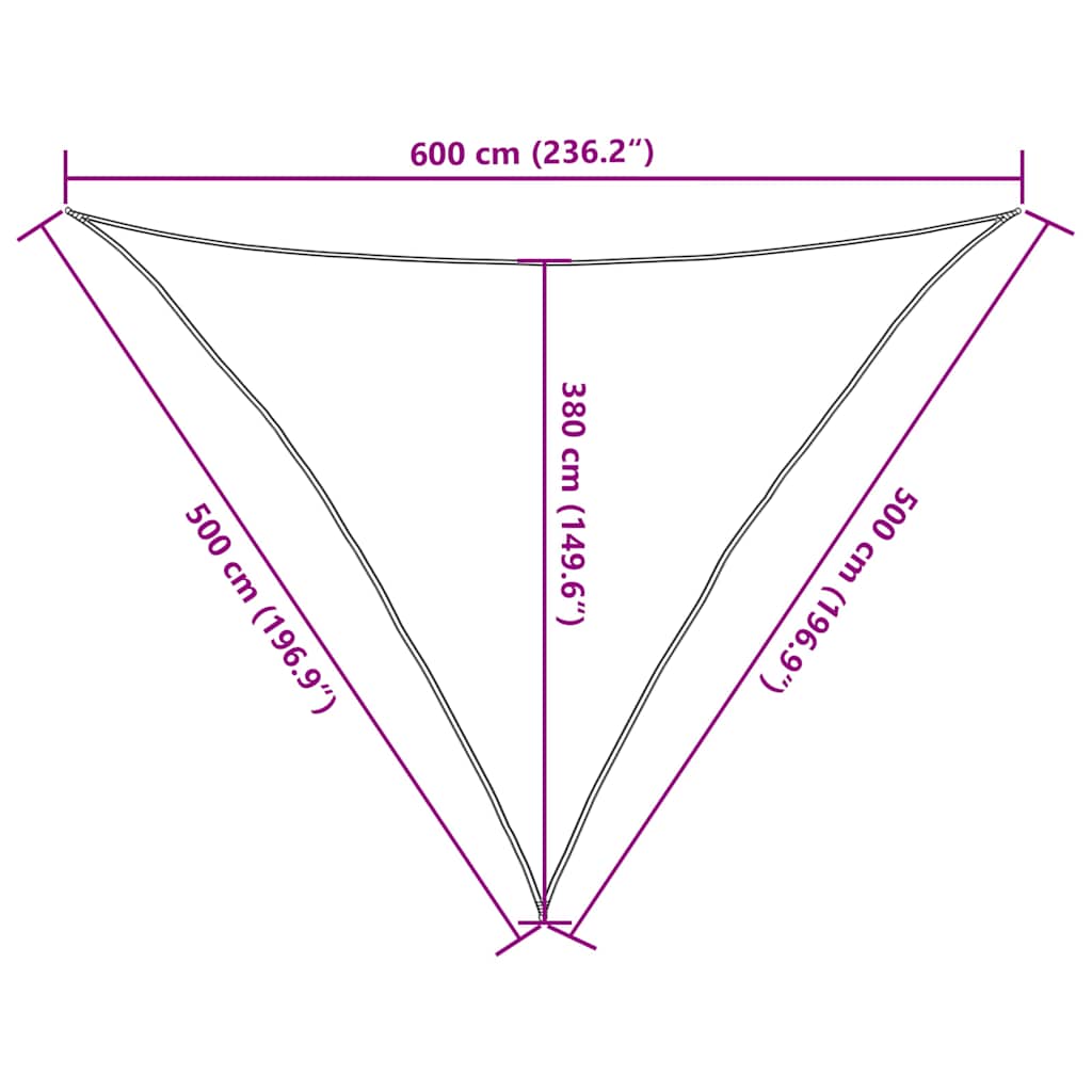 Jedro za zaštitu od sunca 160 g/m² Trokutasto pijesak 5x5x6 m HDPE