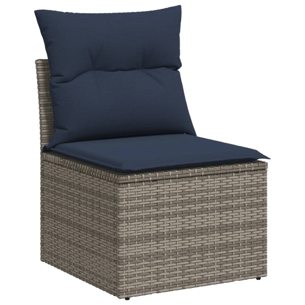 Vrtni set od 9 dijelova s jastucima, sivi poliratan