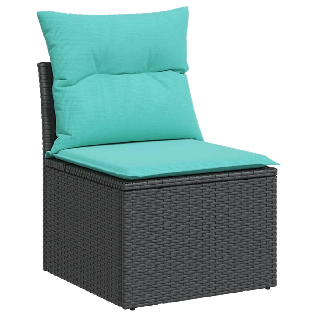Vrtni set od 10 dijelova s jastucima, crni poliratan