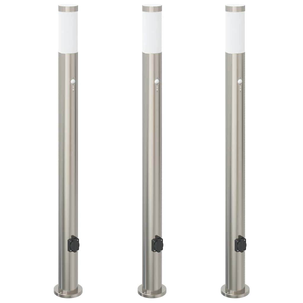 Stupić sa senzorom i utičnicom 3 kom 110 cm od nehrđajućeg čelika IP44