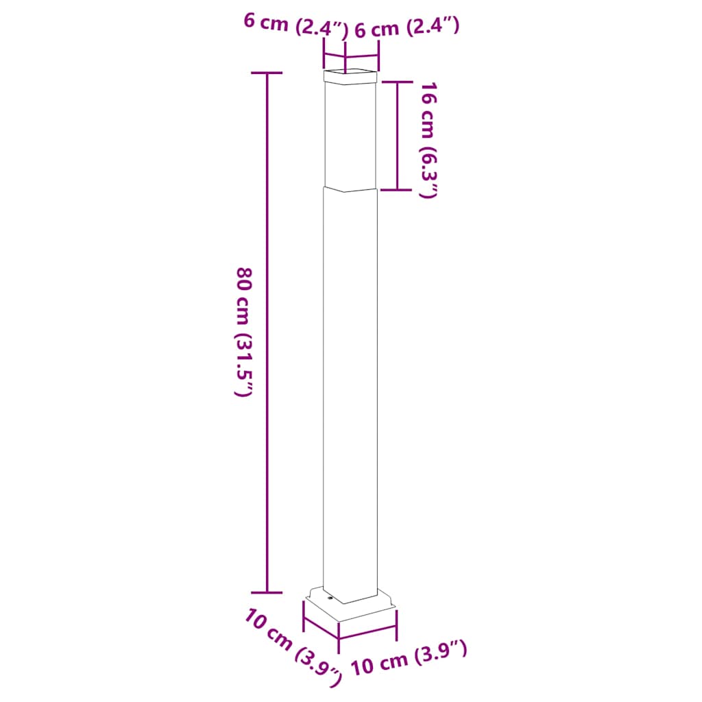 Stupić za zidne svjetiljke 3 kom 80 cm crne IP44
