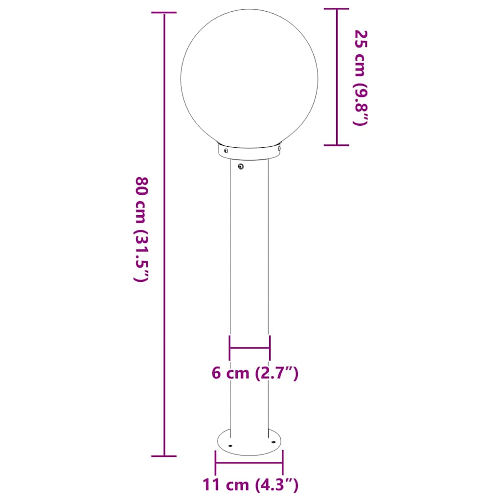 Stupić za zidne svjetiljke 3 kom 80 cm crne IP44