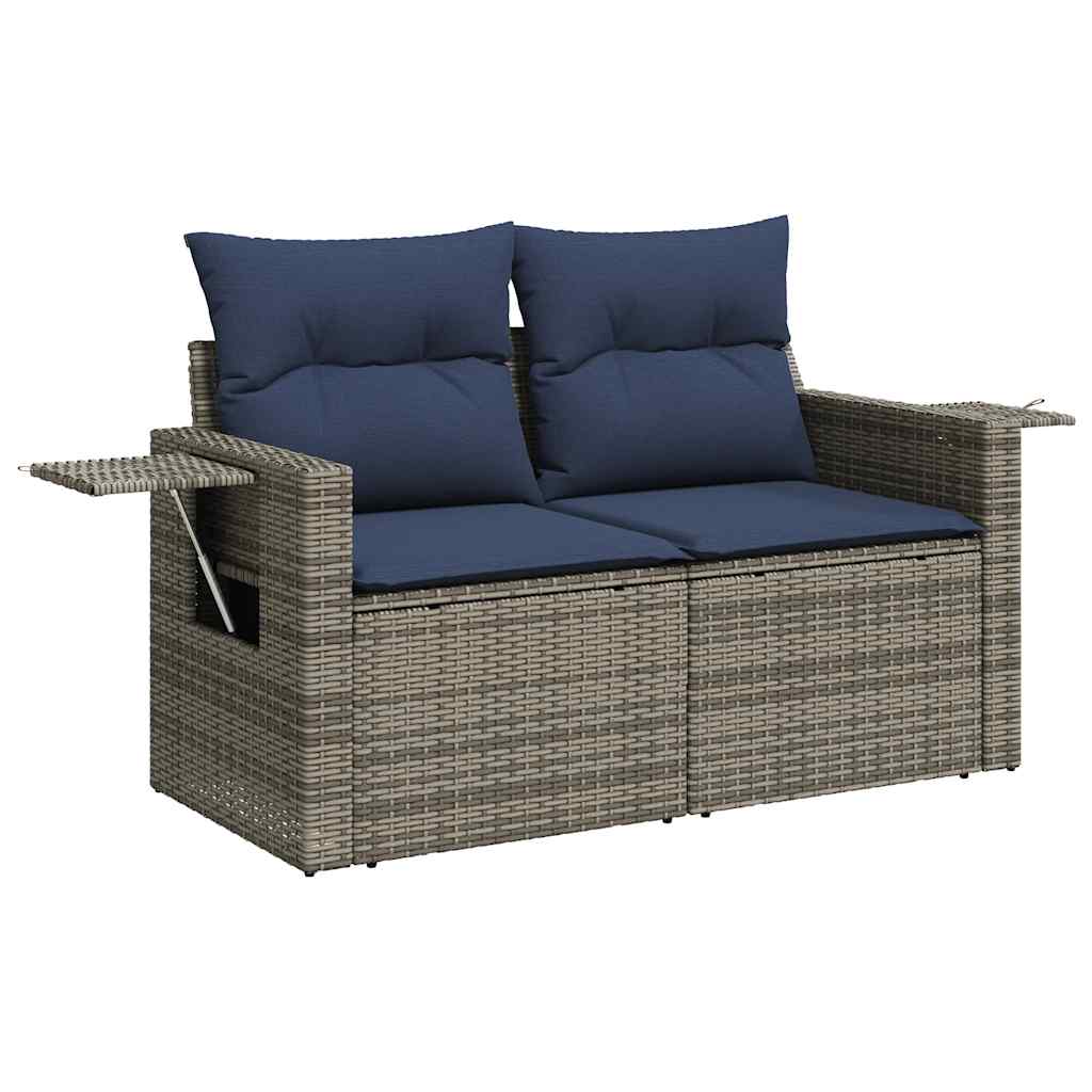 Vrtni set od 9 dijelova s jastucima, sivi poliratan