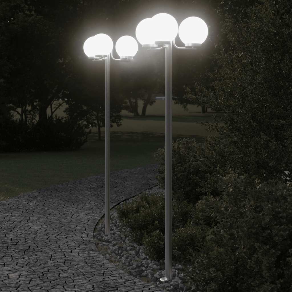Vanjske podne lampe 2 kom. srebrne 215 cm nehrđajući čelik
