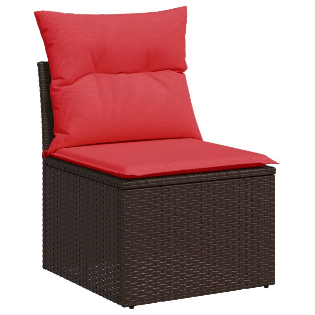 Vrtni set od 9 dijelova s jastucima, smeđi poliratan